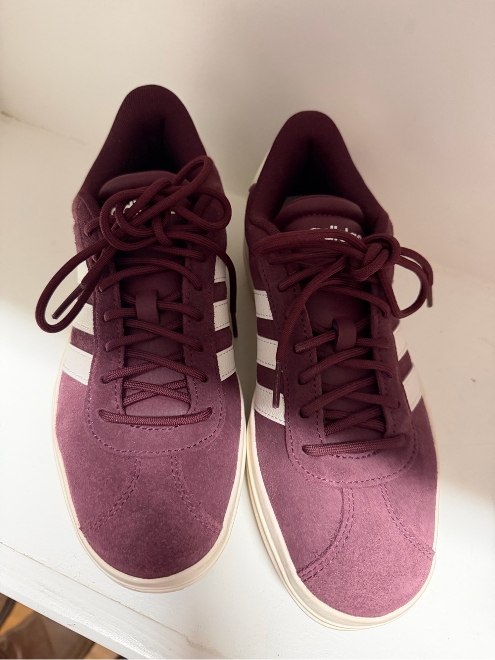 adidas Platform Sneaker in Burgundy and White - Picture 2 of 3